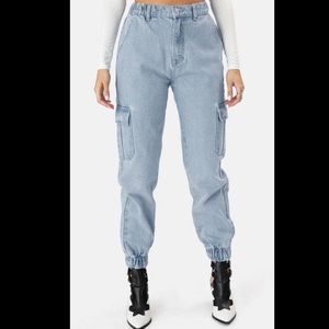 ADIKA SABINE LIGHT BLUE DENIM CARGO PANTS